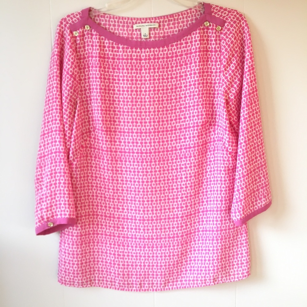 Pink & white Banana Republic blouse